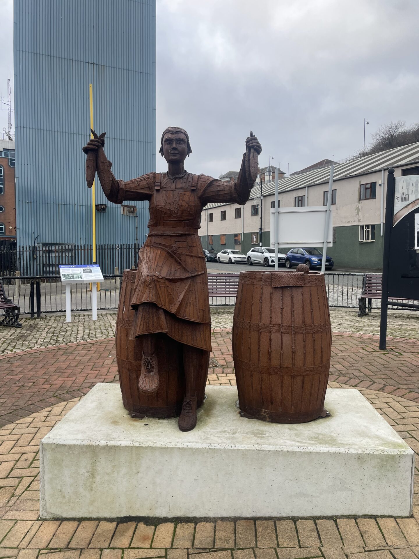 Image of the Herring Girl Statue that is located at the Fishquay, North Shields.